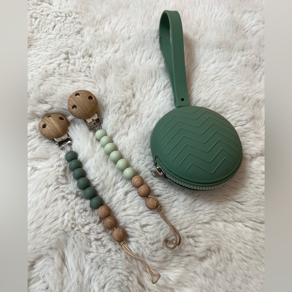 Mushie Pacifier Clips x 2